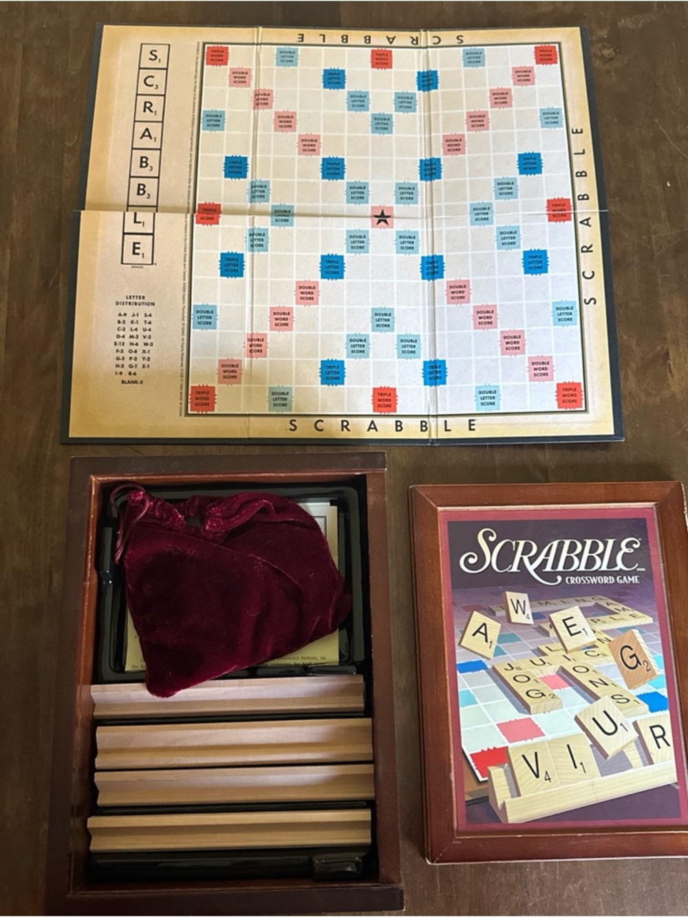 Scrabble Vintage Bookshelf Edition game- Wooden Box, Pre-owned, Complete!